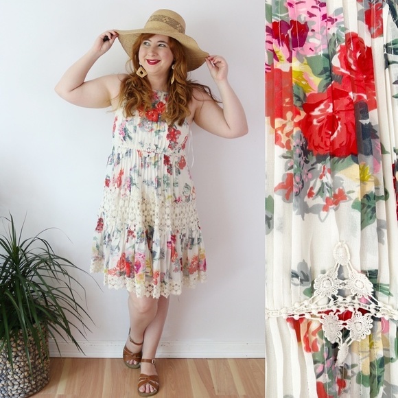 Anthropologie Dresses & Skirts - Anthropologie Ranna Gill Dress Kalila Floral Romantic Lace Crochet